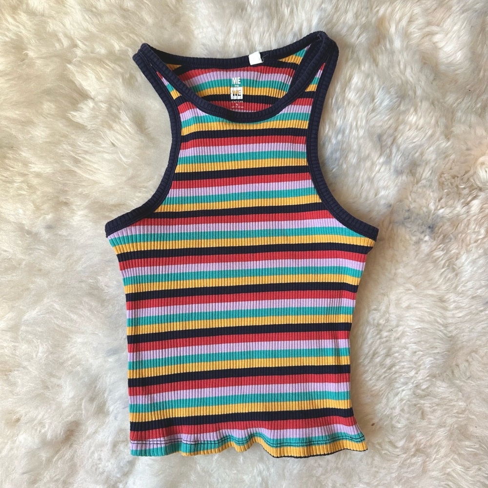 Ribbed Striped Crop Top Size Medium